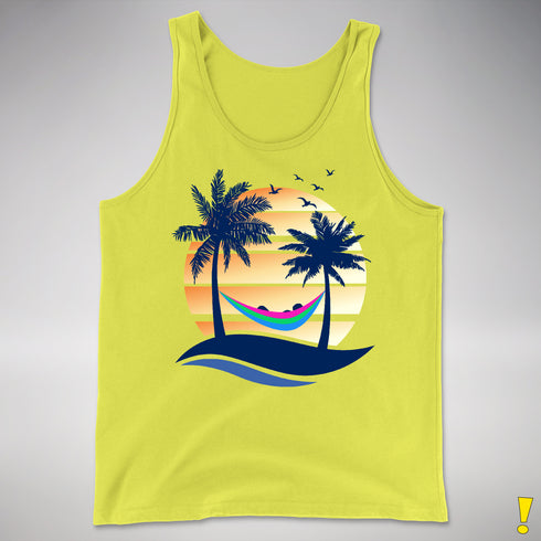 Polysexual Pride Hammock Summer Beach Sunset Premium Tank Top - Neon Yellow
